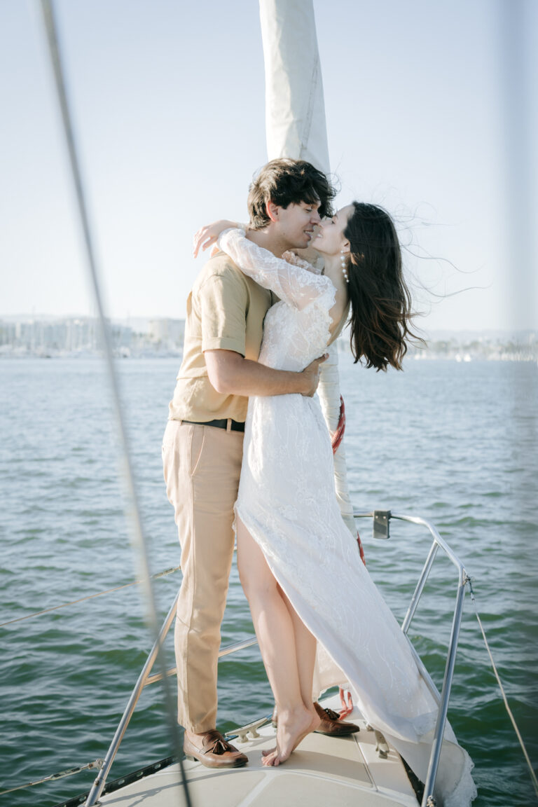 Pre-Wedding Engagement Sailing Boat in Marina Del Rey, Los Angeles, California