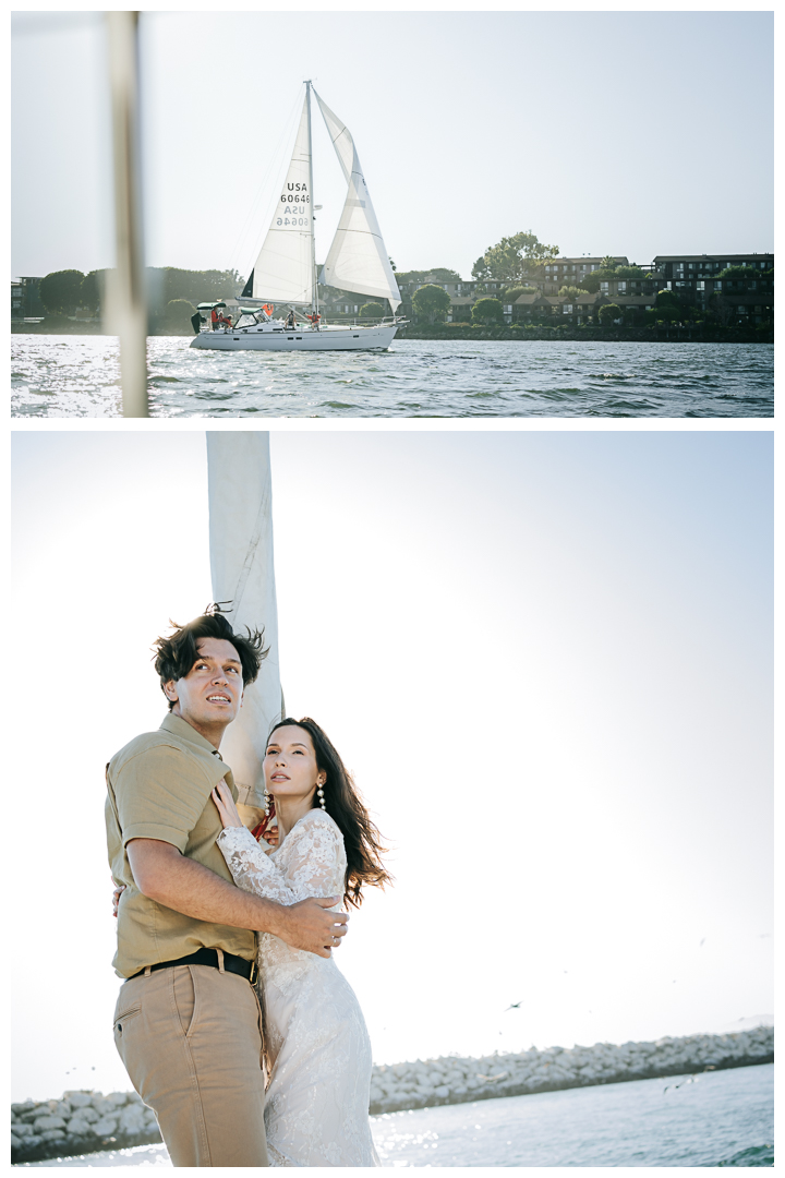 Pre-Wedding Engagement Sailing Boat in Marina Del Rey, Los Angeles, California