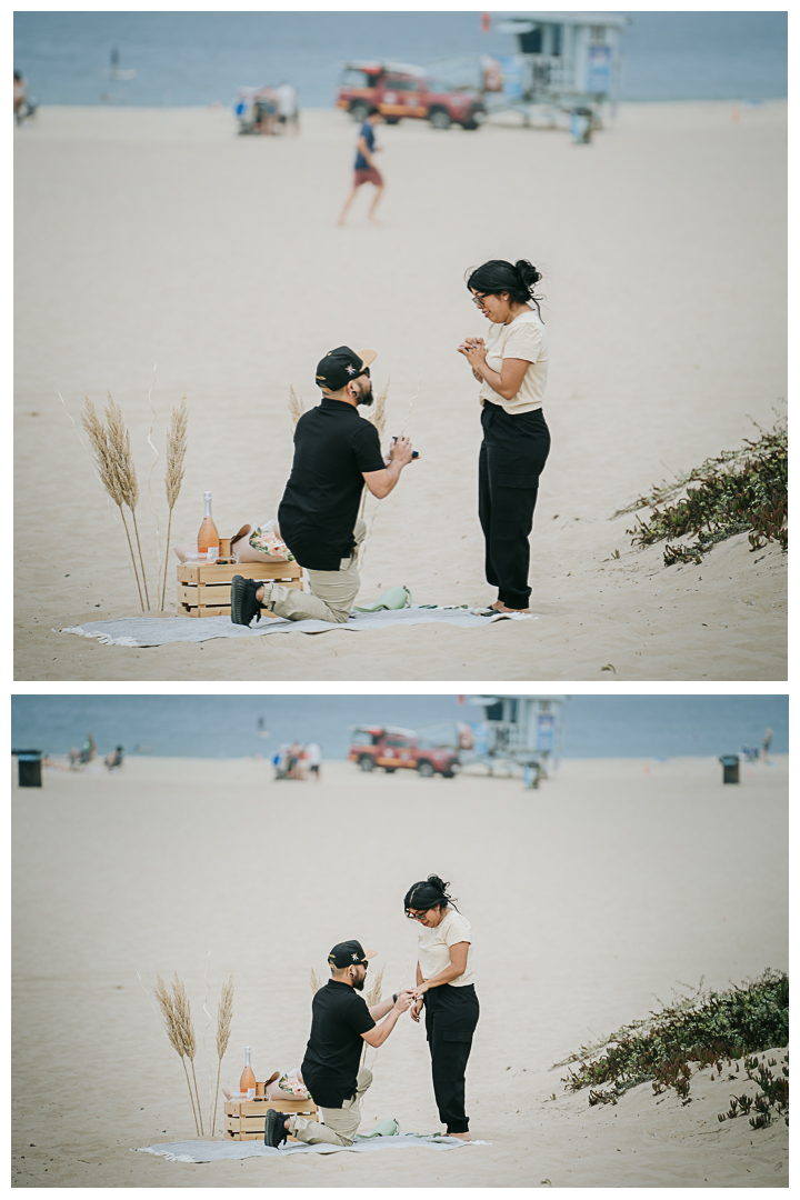 Surprise Proposal at Manhattan Beach, Los Angeles, California