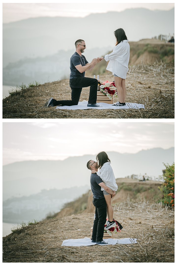 Surprise Proposal and Mini Engagement at Pacific Palisades, Los Angeles, California