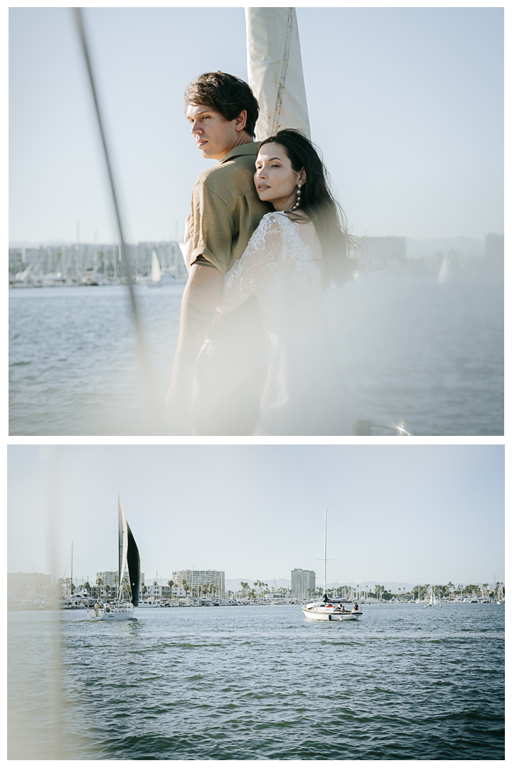 Pre-Wedding Engagement Sailing Boat in Marina Del Rey, Los Angeles, California