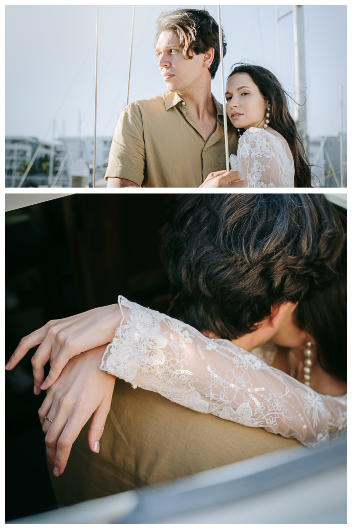 Pre-Wedding Engagement Sailing Boat in Marina Del Rey, Los Angeles, California