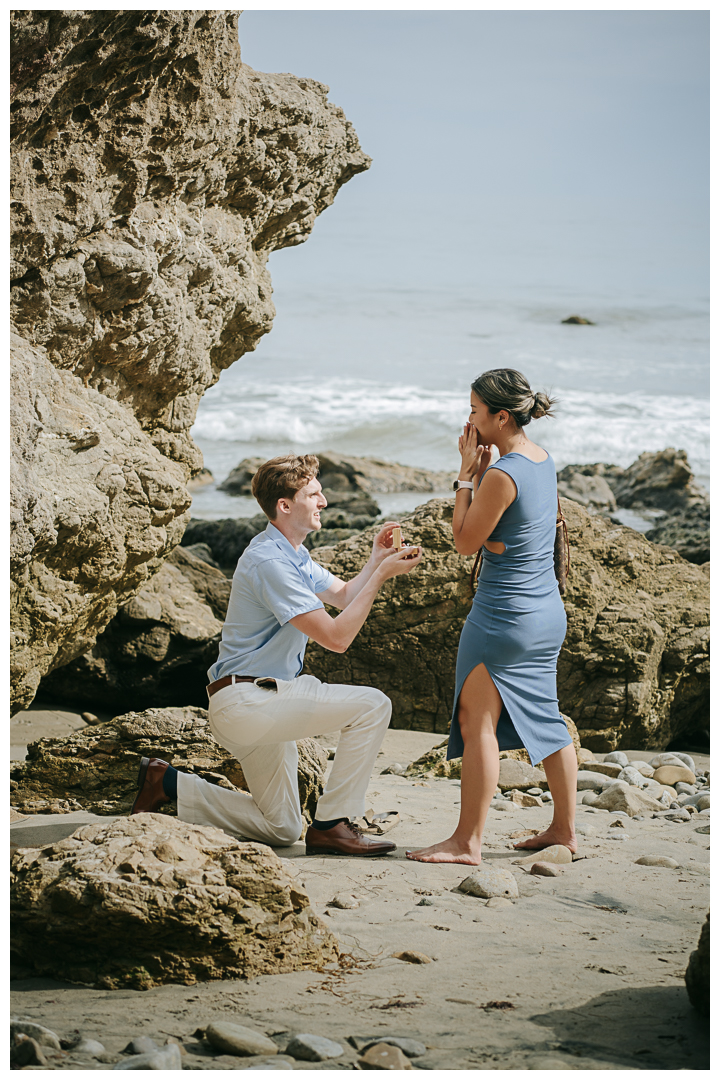 Surprise Proposal at El Matador State Beach, Malibu, Los Angeles, California