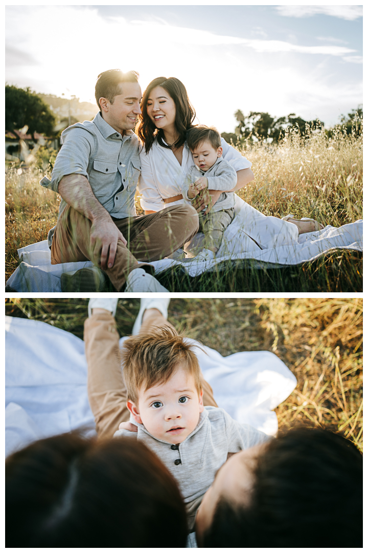 Family Photos with One Year Old at Roessler Point, Palos Verdes, Los Angeles, California