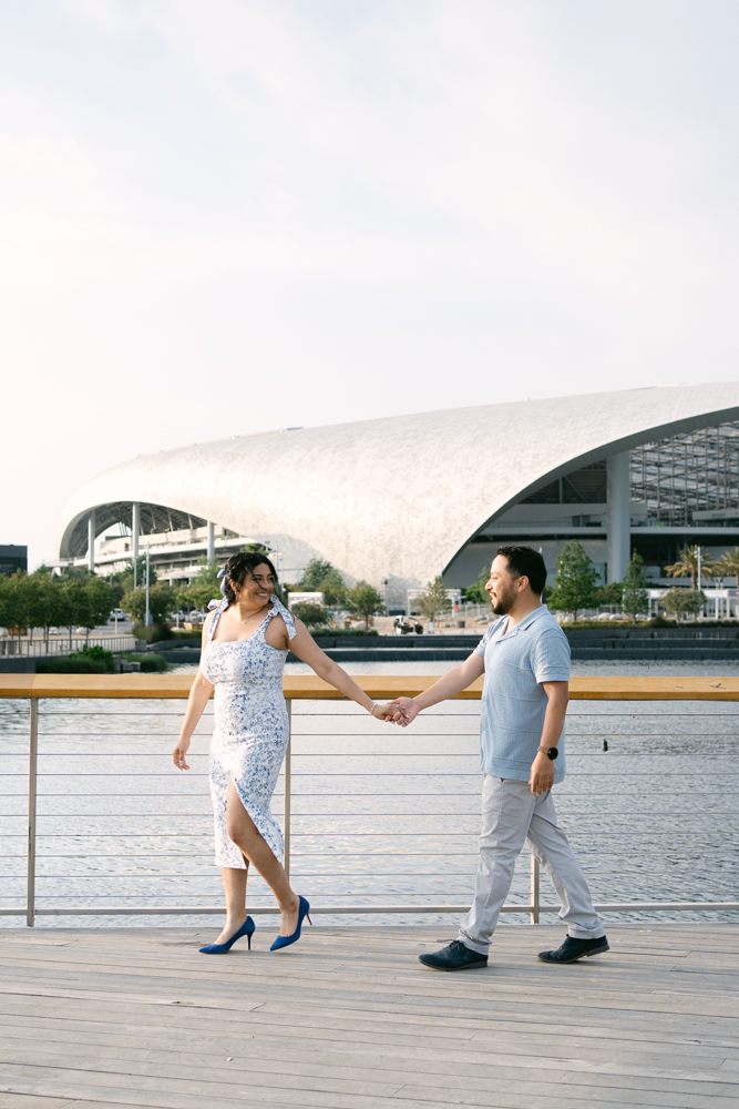 California Hollywood Park by SoFi Stadium Engagement Photoshoot | Leslie & Alfredo