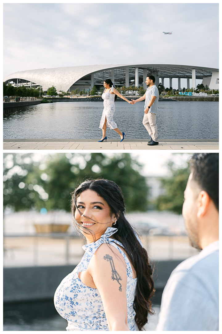 California Hollywood Park by SoFi Stadium Engagement Photoshoot | Leslie & Alfredo