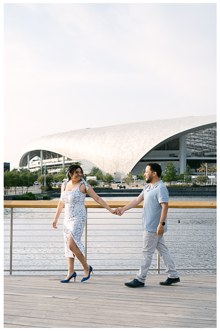 California Hollywood Park by SoFi Stadium Engagement Photoshoot | Leslie & Alfredo