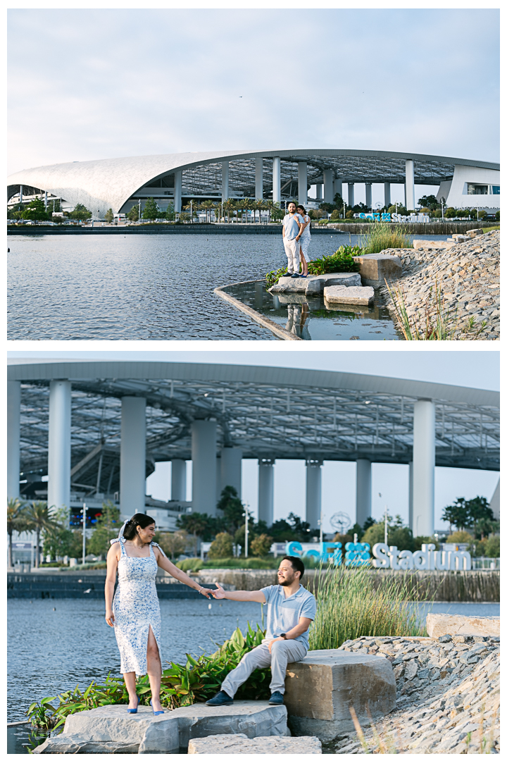 California Hollywood Park by SoFi Stadium Engagement Photoshoot | Leslie & Alfredo