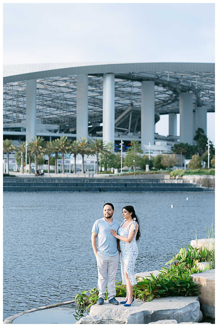 California Hollywood Park by SoFi Stadium Engagement Photoshoot | Leslie & Alfredo