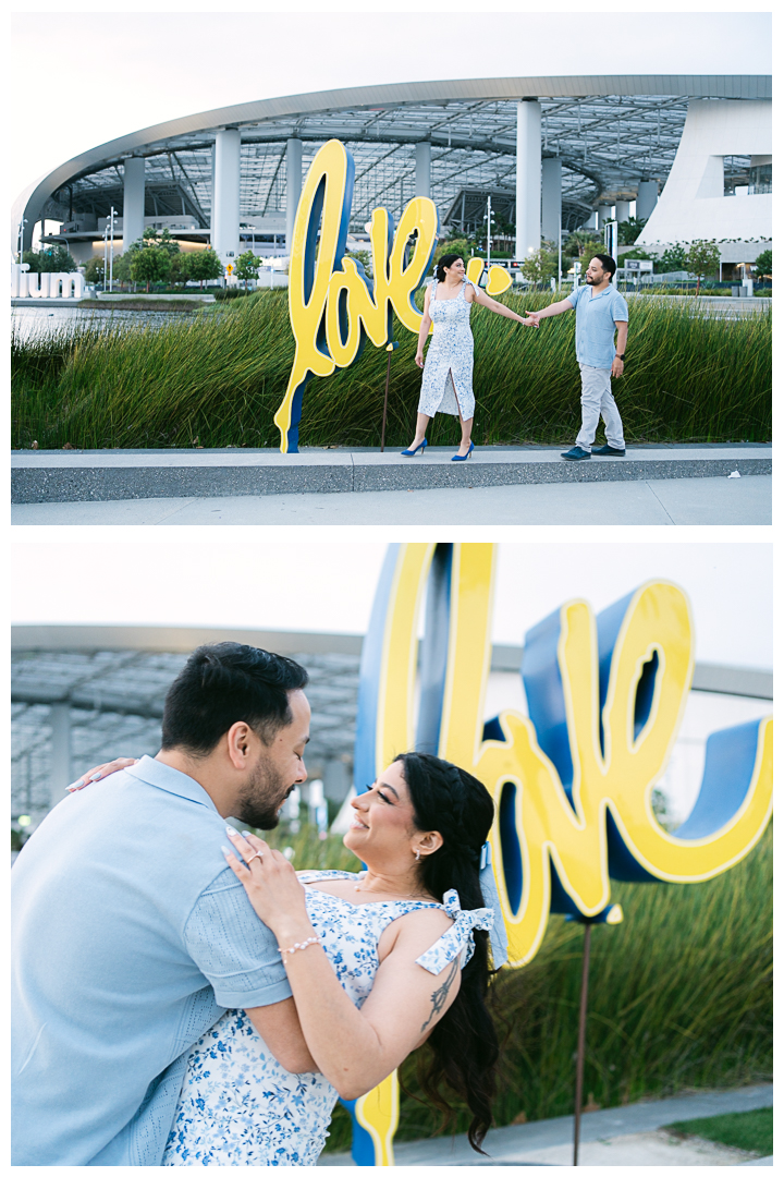 California Hollywood Park by SoFi Stadium Engagement Photoshoot | Leslie & Alfredo