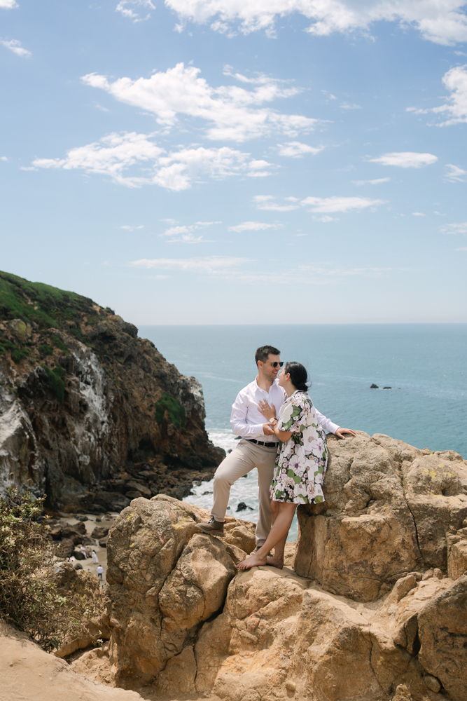 Point Dume Engagement Photos after a Surprise Proposal | Rose & Josh