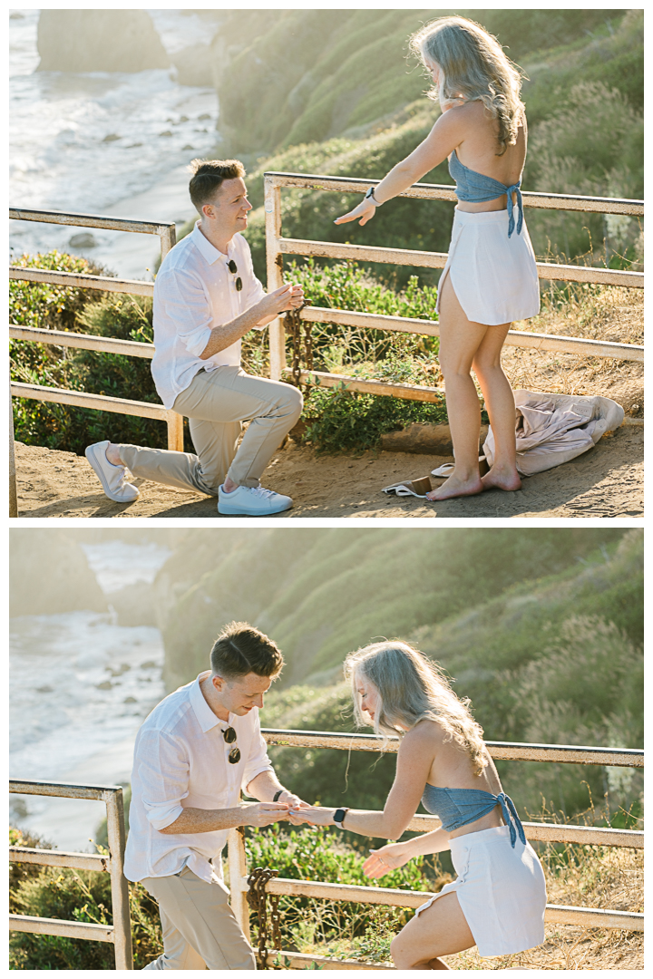 Malibu El Matador Beach Surprise Proposal & Engagement | Beth & Ian