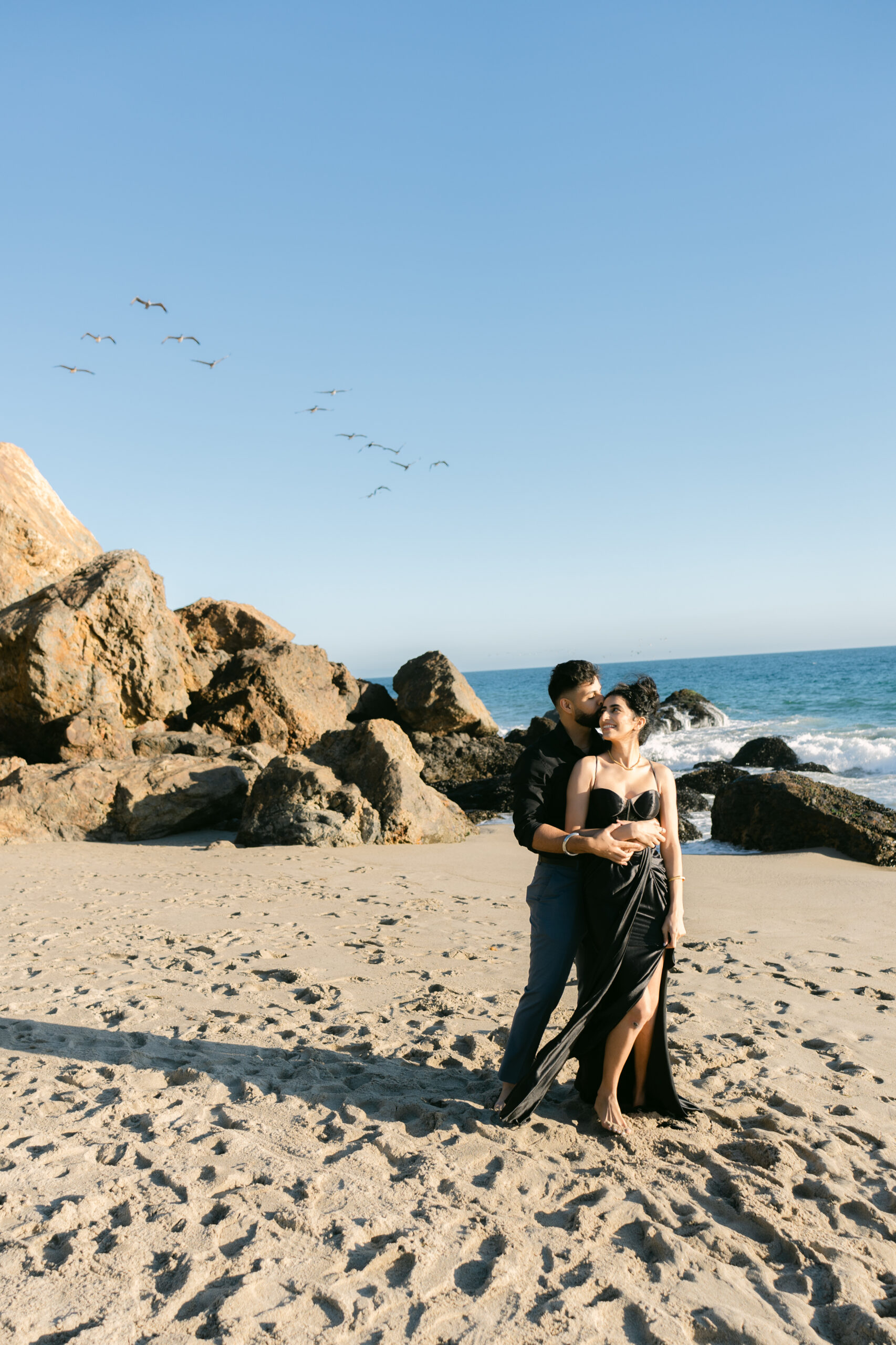 Point Dume Beach Surprise Picnic Proposal and Engagement | Jaipreen & Ajit