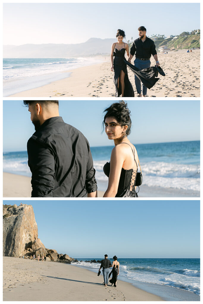 Point Dume Beach Surprise Picnic Proposal and Engagement | Jaipreen & Ajit