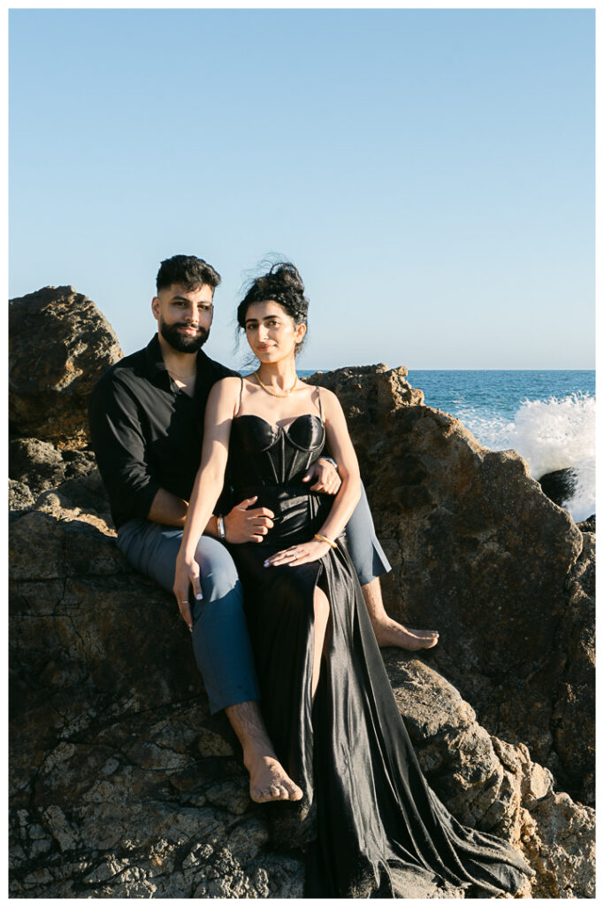 Point Dume Beach Surprise Picnic Proposal and Engagement | Jaipreen & Ajit