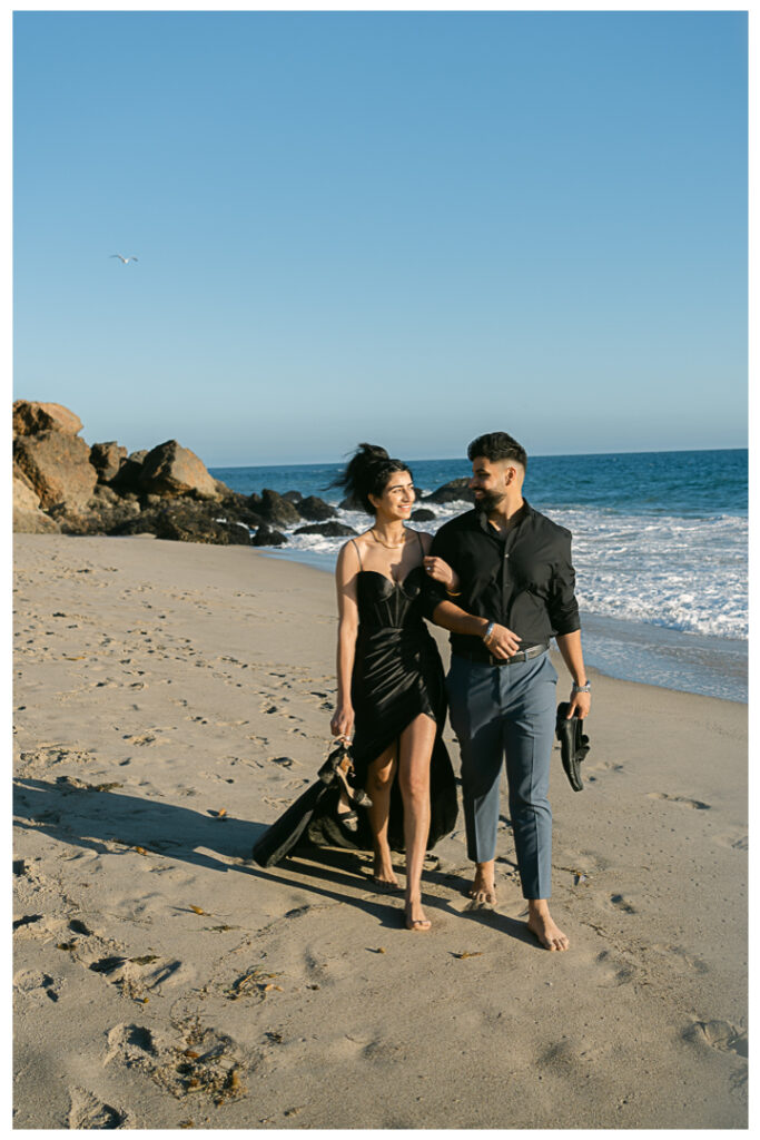 Point Dume Beach Surprise Picnic Proposal and Engagement | Jaipreen & Ajit