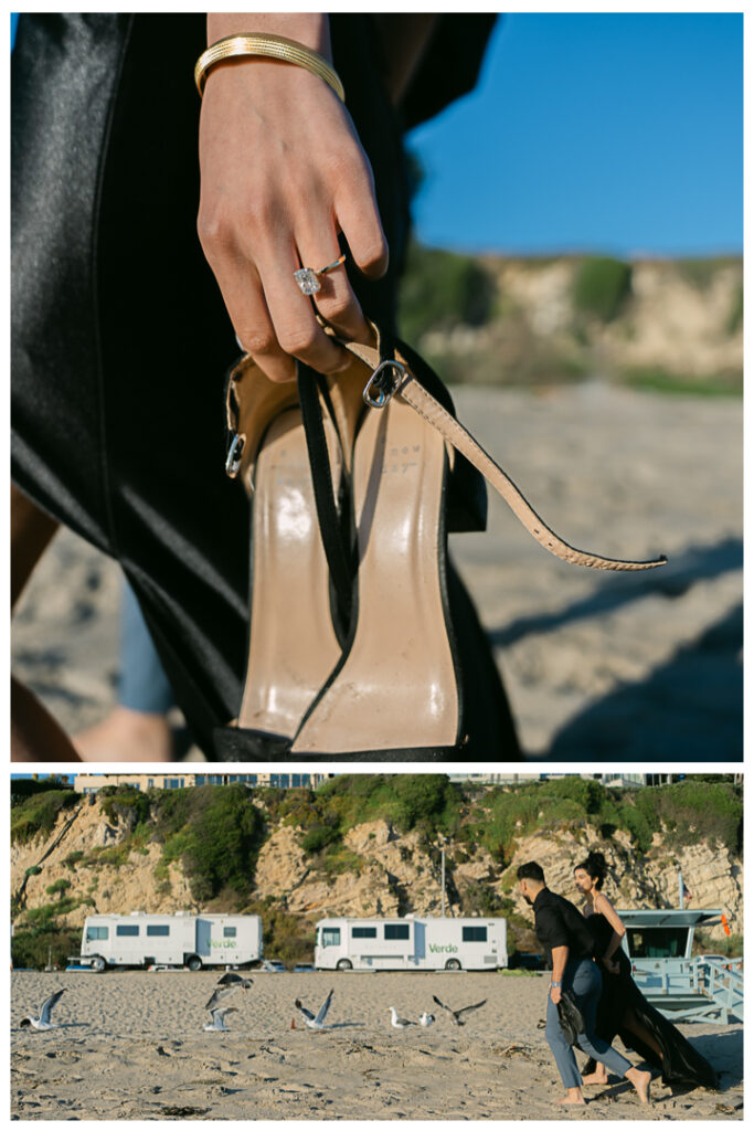 Point Dume Beach Surprise Picnic Proposal and Engagement | Jaipreen & Ajit