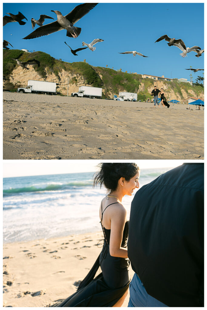 Point Dume Beach Surprise Picnic Proposal and Engagement | Jaipreen & Ajit