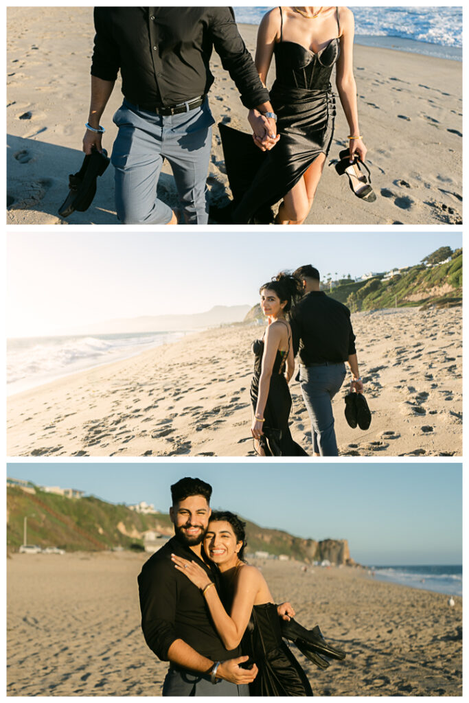 Point Dume Beach Surprise Picnic Proposal and Engagement | Jaipreen & Ajit