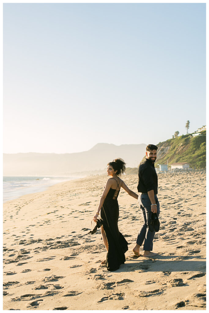 Point Dume Beach Surprise Picnic Proposal and Engagement | Jaipreen & Ajit