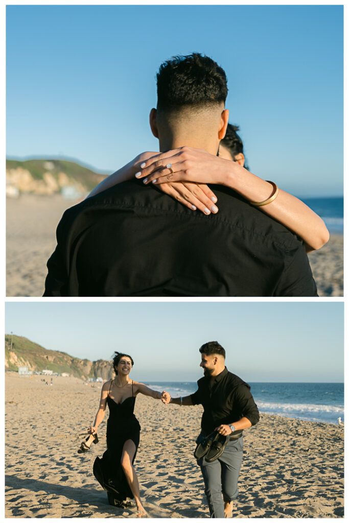 Point Dume Beach Surprise Picnic Proposal and Engagement | Jaipreen & Ajit