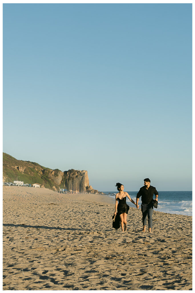 Point Dume Beach Surprise Picnic Proposal and Engagement | Jaipreen & Ajit