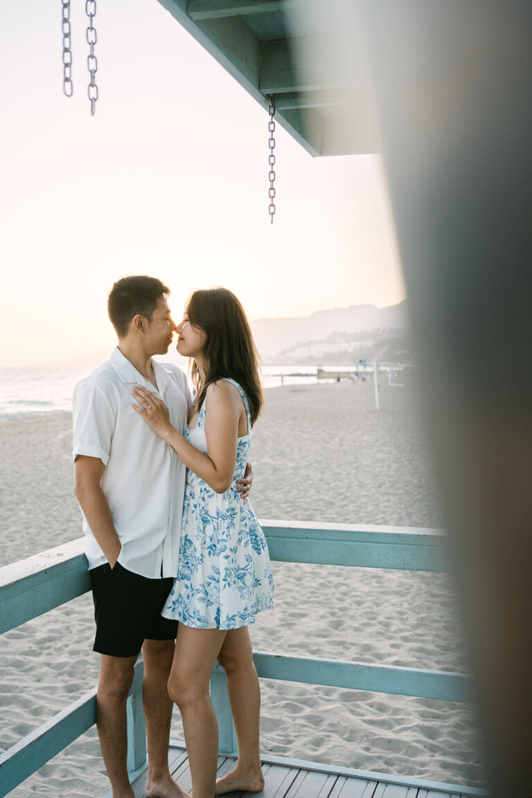 Will Rogers State Beach Surprise Proposal and Engagement | Flora & Alvin