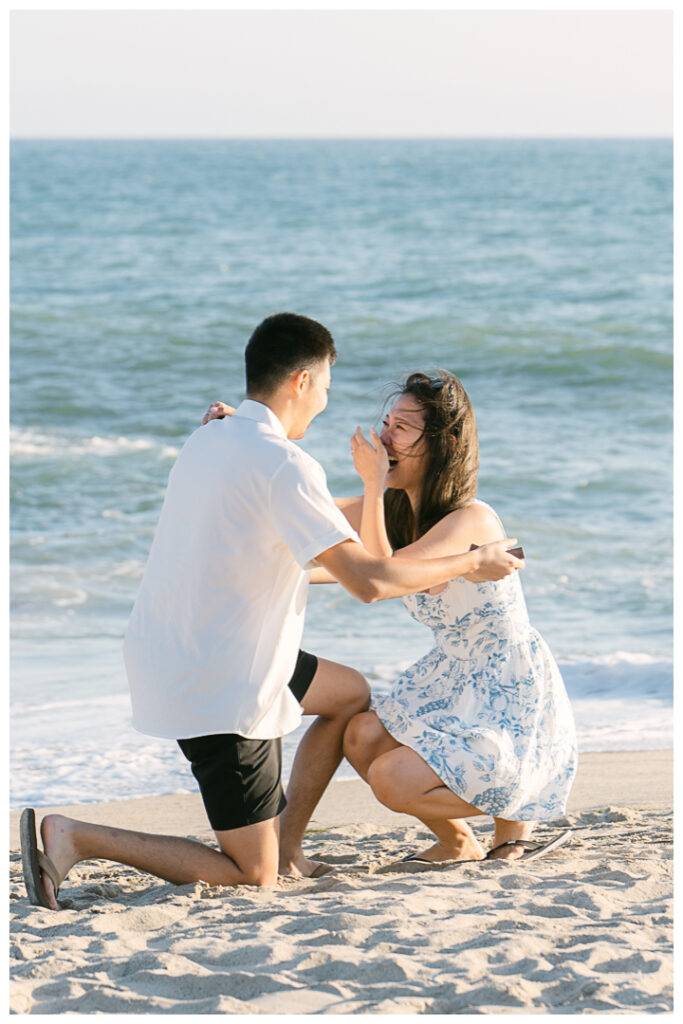 Will Rogers State Beach Surprise Proposal and Engagement | Flora & Alvin