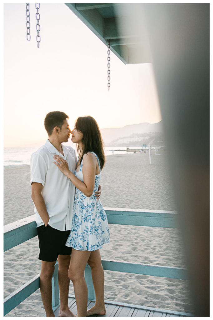 Will Rogers State Beach Surprise Proposal and Engagement | Flora & Alvin