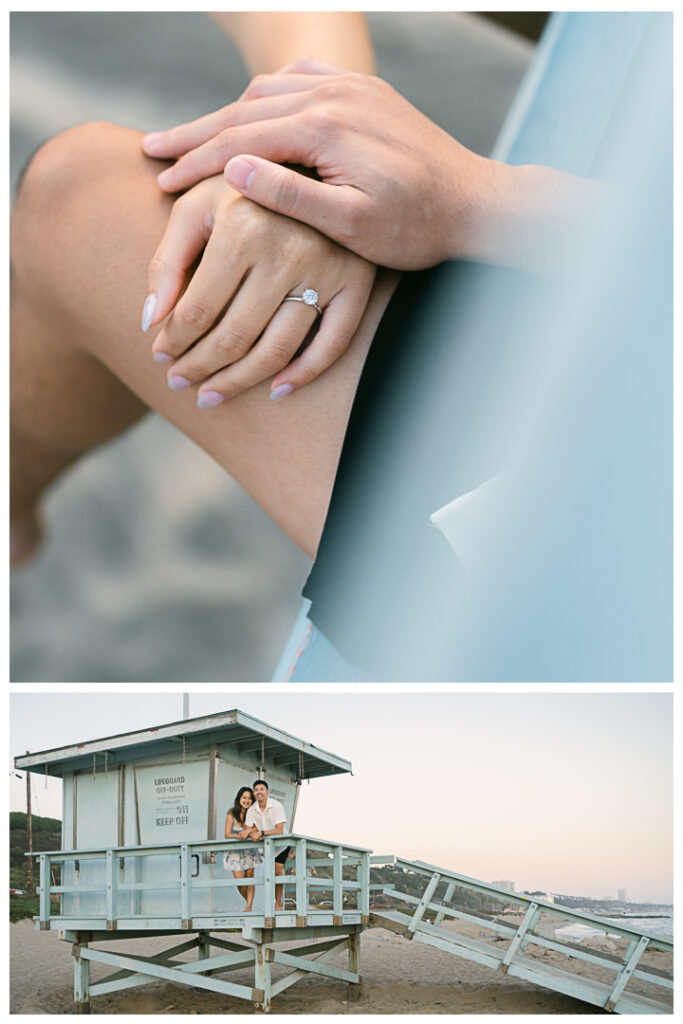 Will Rogers State Beach Surprise Proposal and Engagement | Flora & Alvin