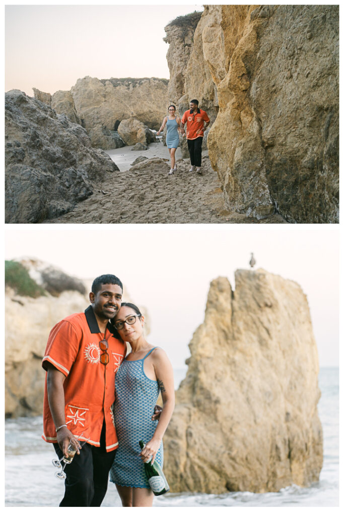 El Matador Beach Surprise Proposal and Engagement | Natalie & Anil