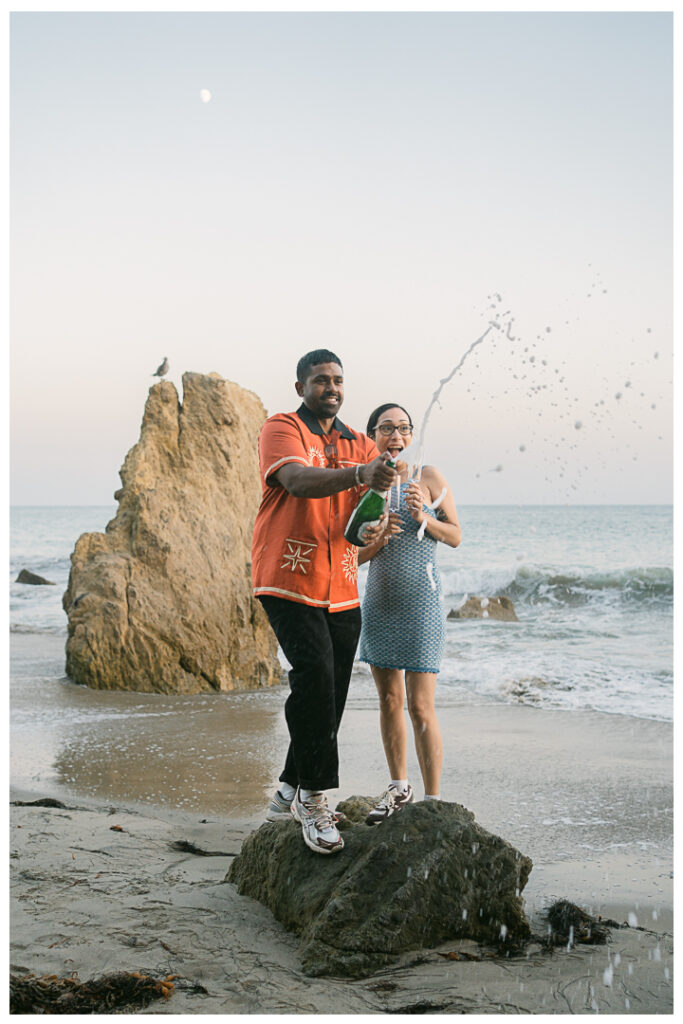 El Matador Beach Surprise Proposal and Engagement | Natalie & Anil