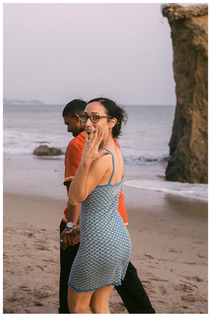 El Matador Beach Surprise Proposal and Engagement | Natalie & Anil