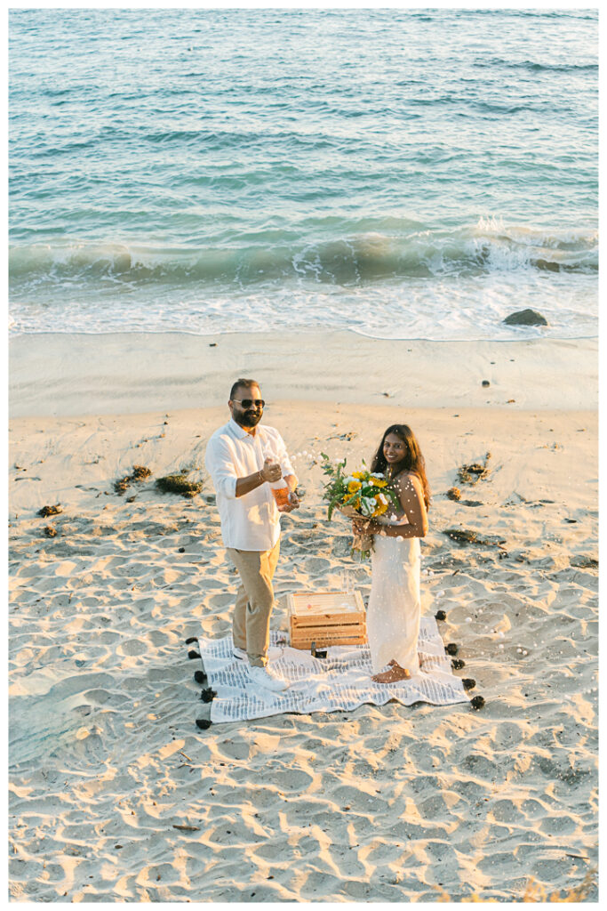 Little Corona Del Mar Beach Surprise Proposal and Engagement | Janki & Sagar