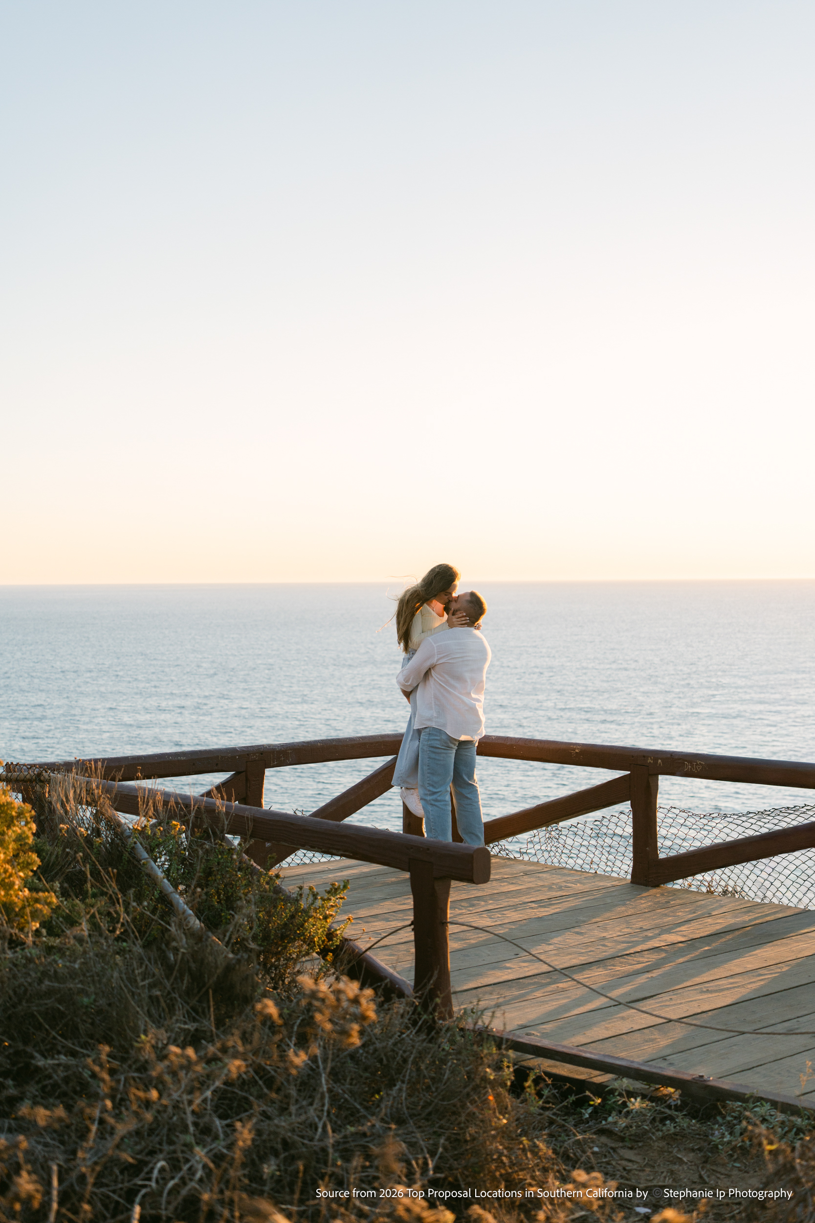 Surprise proposal on the Malibu coast with ocean cliffs and sunset light – Southern California 2026