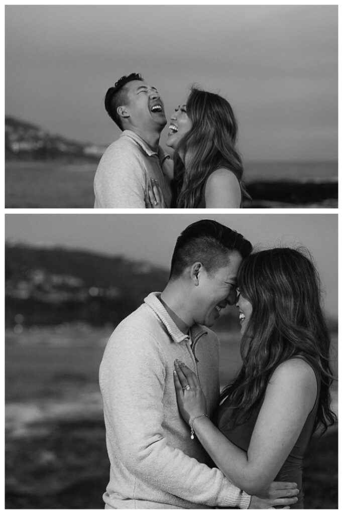 Romantic beach proposal at Treasure Island Beach Cave in Laguna Beach, California.