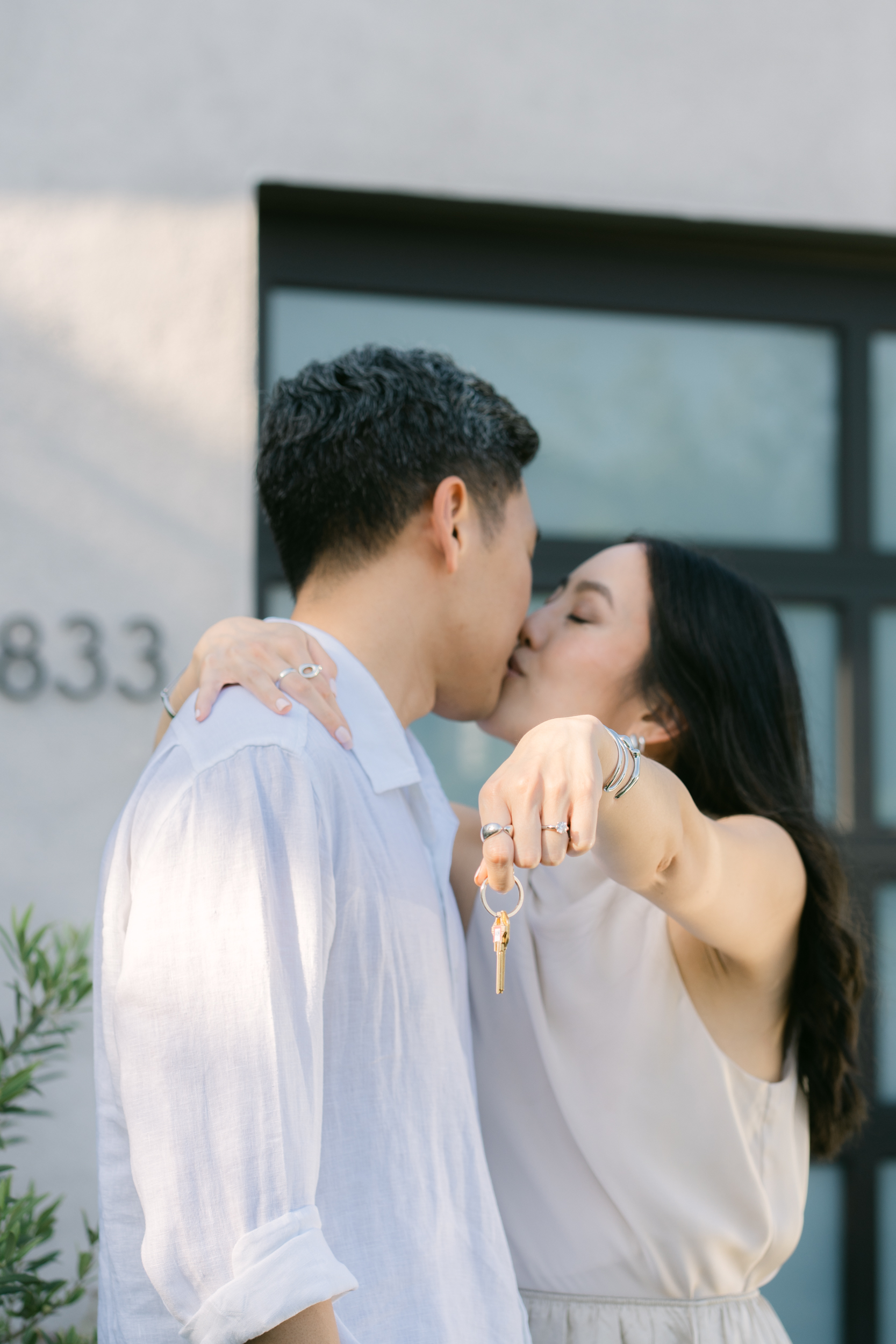 Candid surprise proposal inside a new Los Angeles home captured by in-home proposal photographer