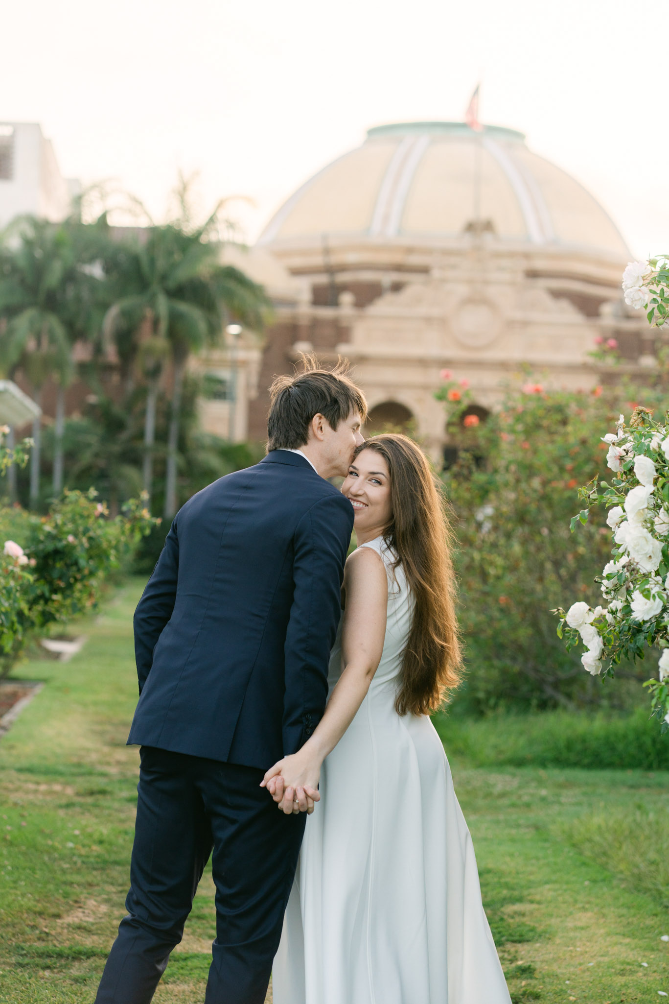 Romantic USC Exposition Rose Garden Proposal at Sunset in Los Angeles