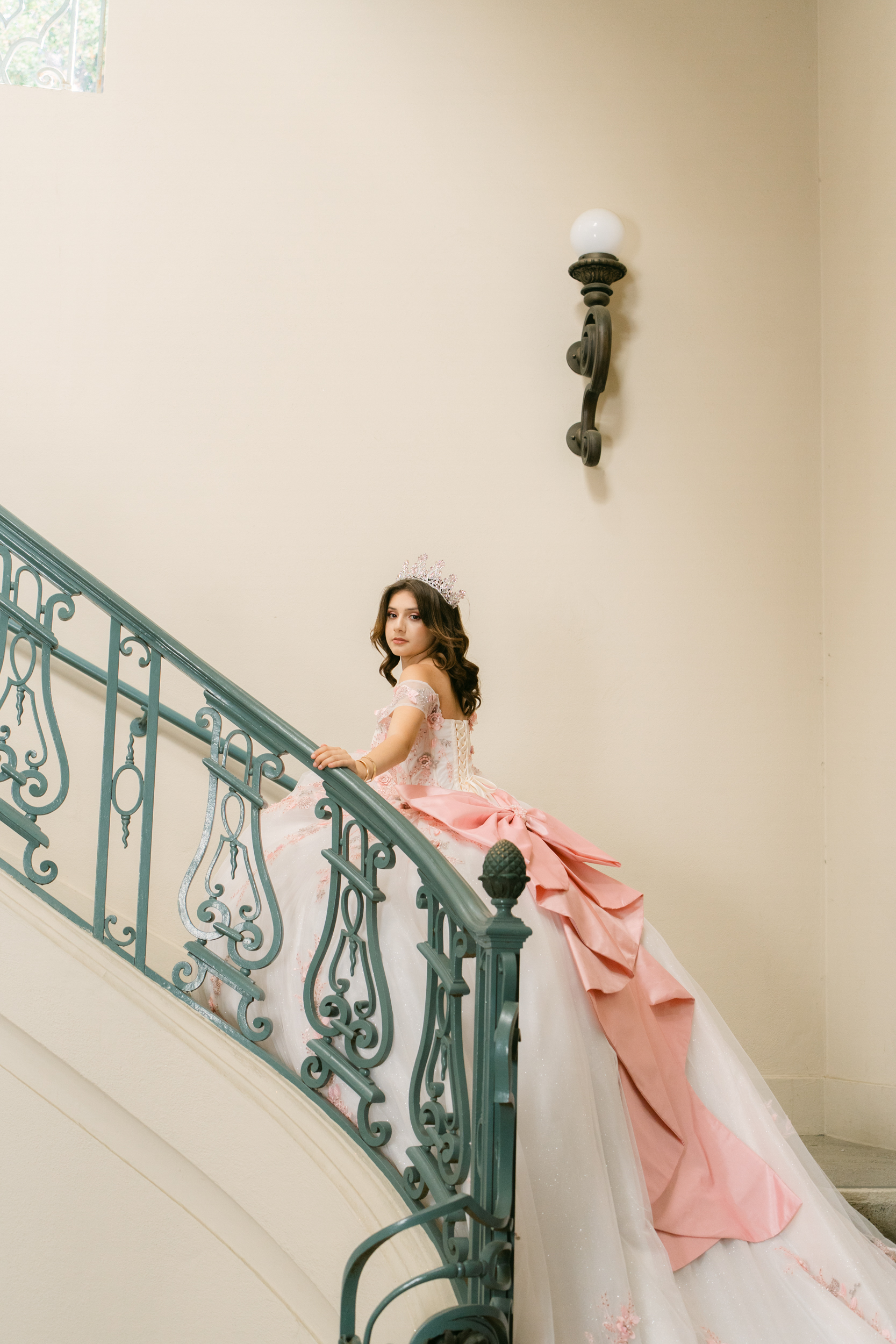 Elopement portraits on the steps of Pasadena City Hall in Los Angeles