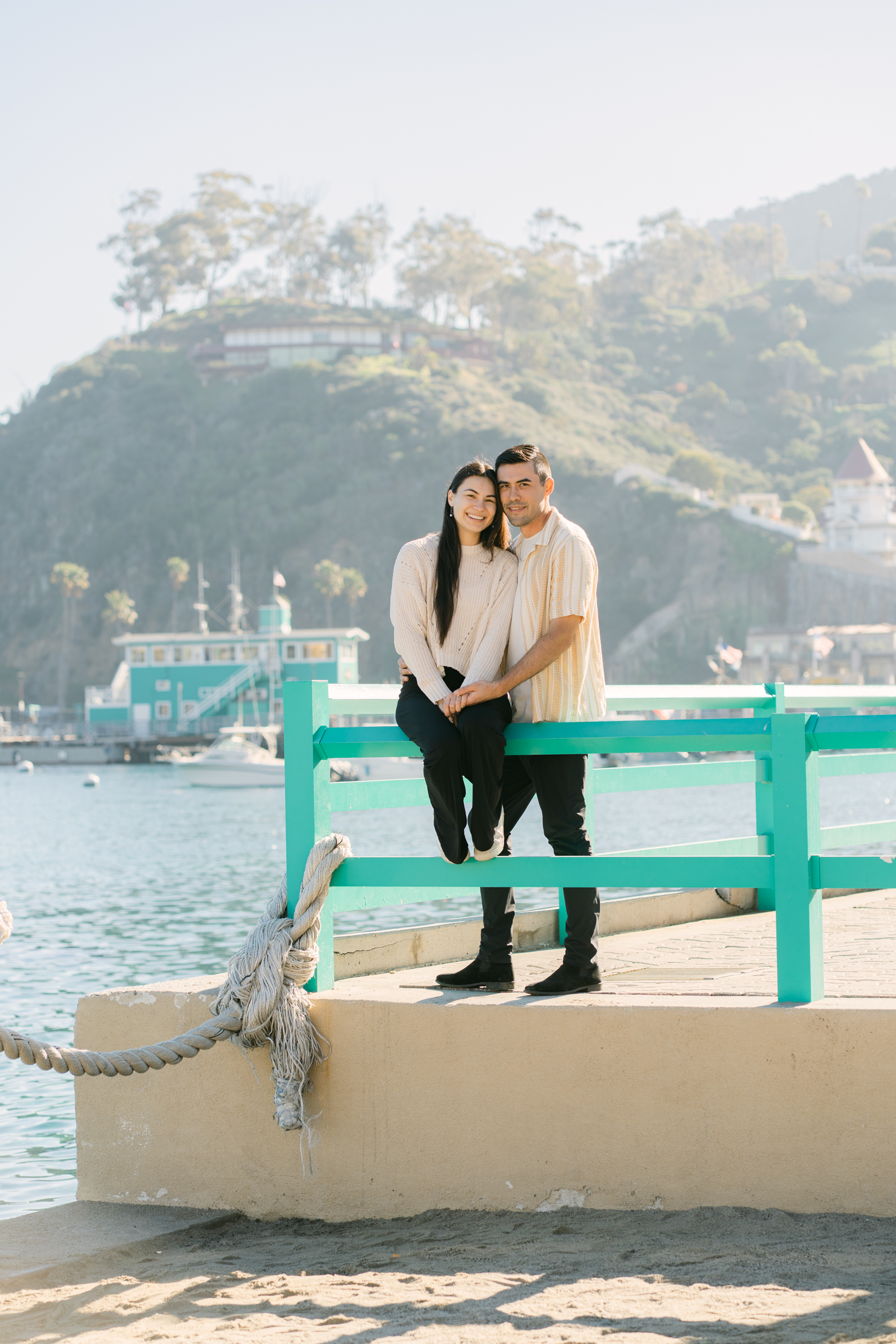 Catalina Island surprise proposal at Lee’s Scenic Lookout with emotional reaction and ocean views
