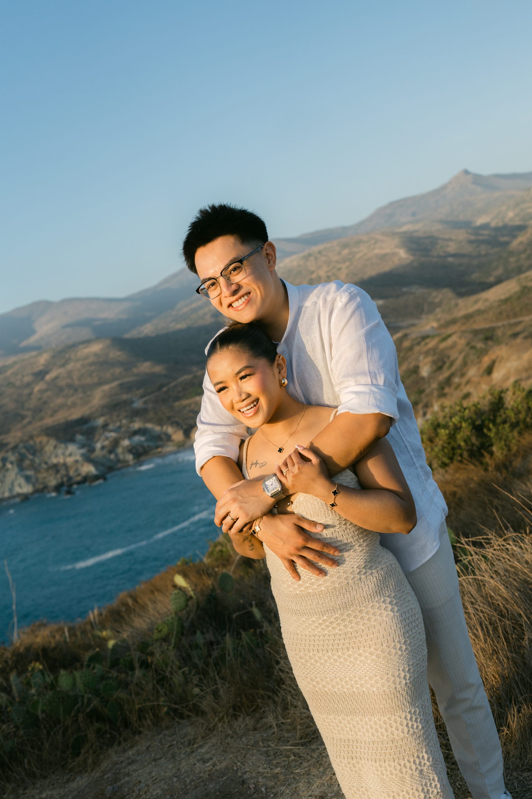 scenic ocean horizon view from Catalina Island backcountry during private jeep tour proposal, Southern California proposal photographer Stephanie Ip Photography